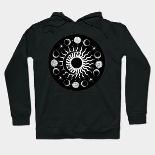 Sun and Moon in black circle Hoodie